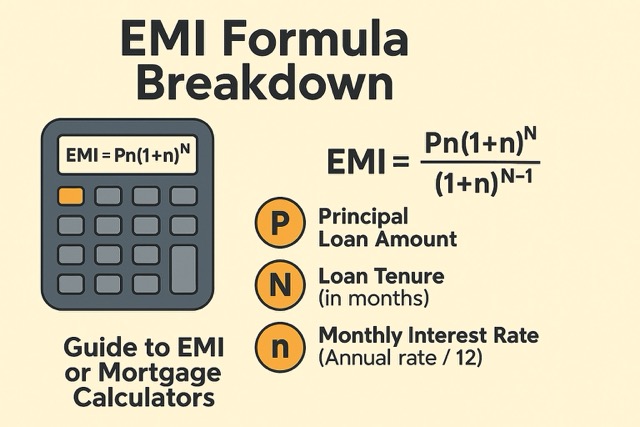 An image showing EMI Formula breakdown with a calculator image